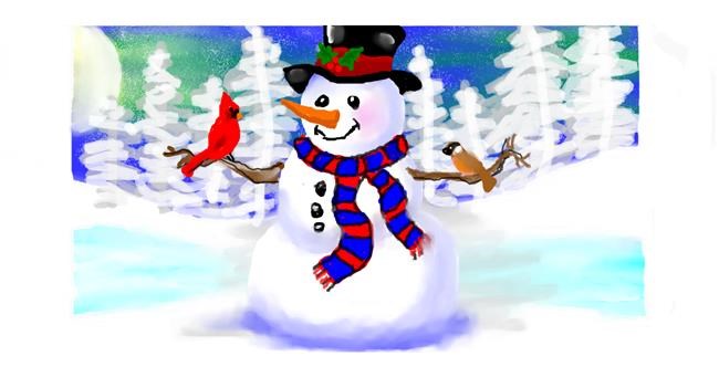 Drawing of Snowman by DebbyLee