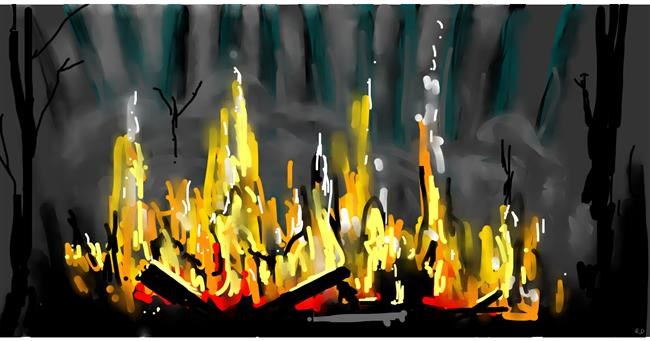 Drawing of Campfire by Swimmer