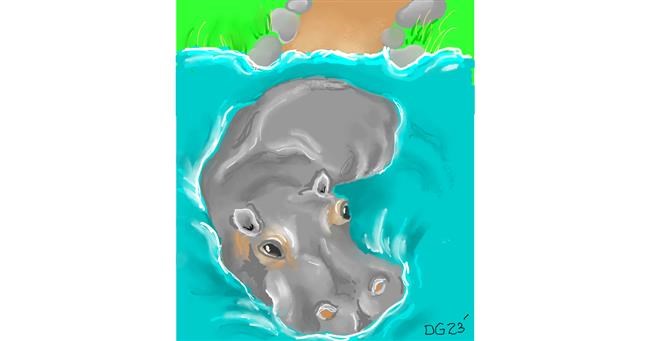 Drawing of Hippo by GreyhoundMama