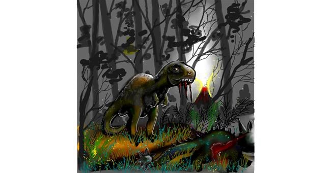 T-Rex Dinosaurier-Zeichnung von Leah