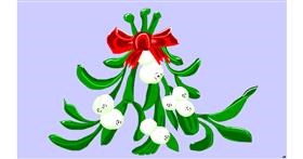 Drawing of Mistletoe by flowerpot