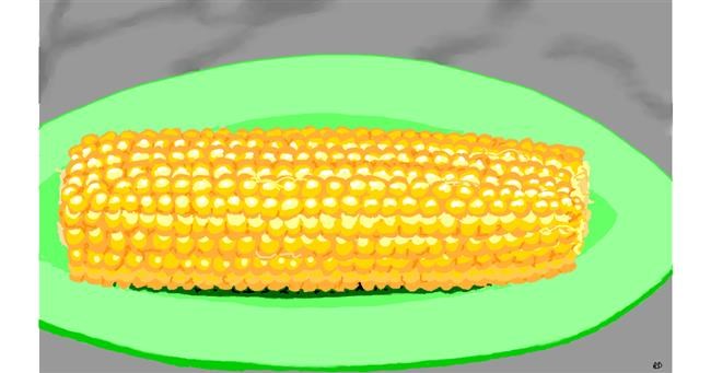 Drawing of Corn by flowerpot