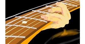 Drawing of Guitar by flowerpot