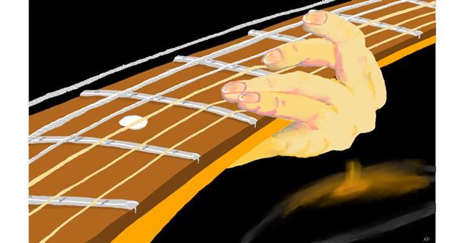 Drawing of Guitar by flowerpot