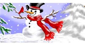 Drawing of Snowman by Debidolittle