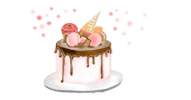 Drawing of Birthday cake by Oli