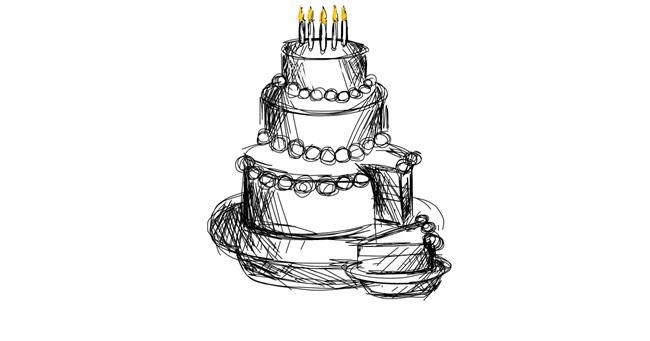 Drawing of Birthday cake by Shey