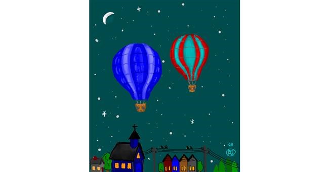 Drawing of Hot air balloon by GreyhoundMama