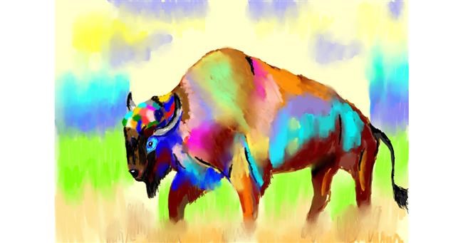 Drawing of Bison by Deki