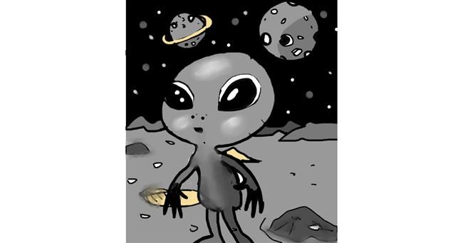 Drawing of Alien by NewThemesPlease