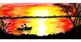 Drawing of Sunset by Kim