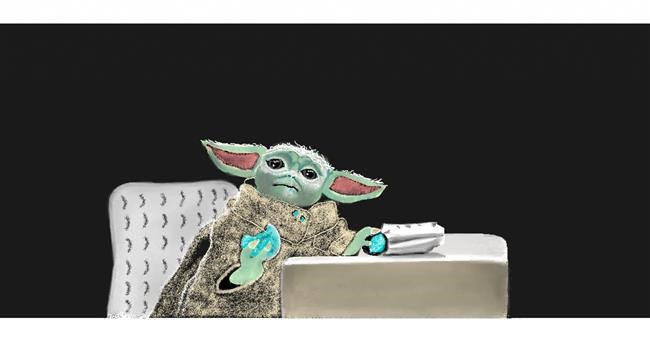 Drawing of Baby Yoda by Chaching