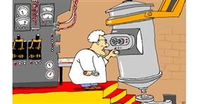 Drawing of Microscope by flowerpot