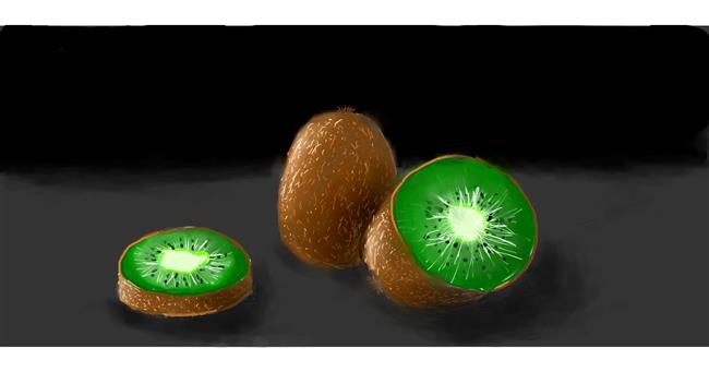 Drawing of Kiwi fruit by J