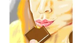 Drawing of Chocolate by flowerpot