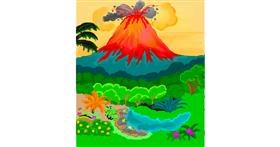 Drawing of Volcano by GreyhoundMama