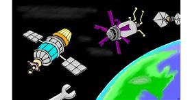 Drawing of Satellite by flowerpot