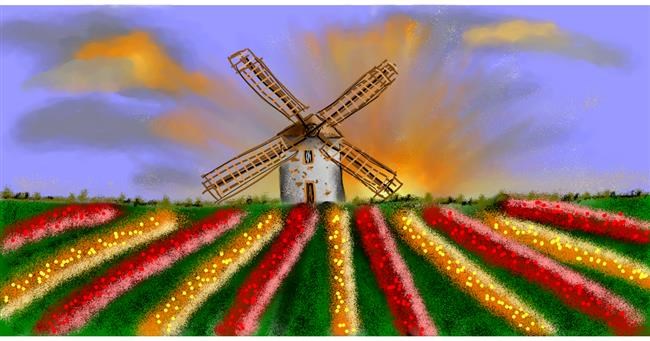 Drawing of Windmill by Eclat de Lune