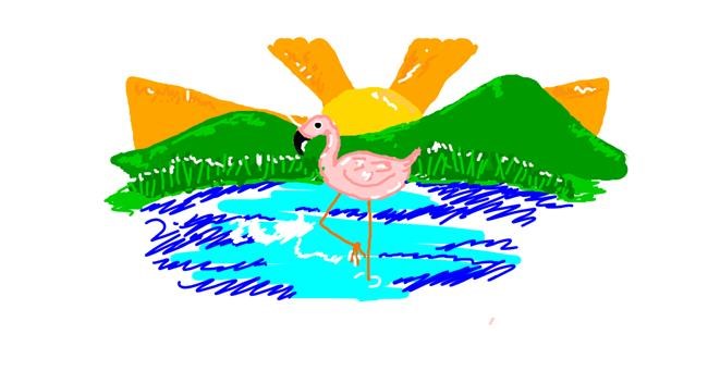 Drawing of Flamingo by Rosa