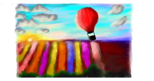 Drawing of Hot air balloon by Sara