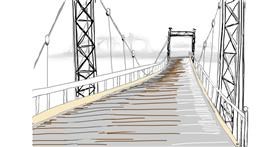 Drawing of Bridge by flowerpot