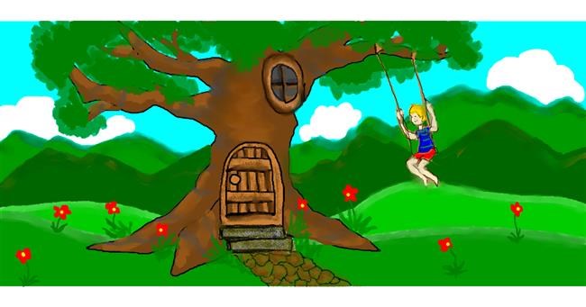 Drawing of Treehouse by Debidolittle