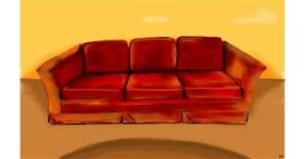 Drawing of Couch by flowerpot