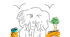 Drawing of Elephant by Fgy au guy go g