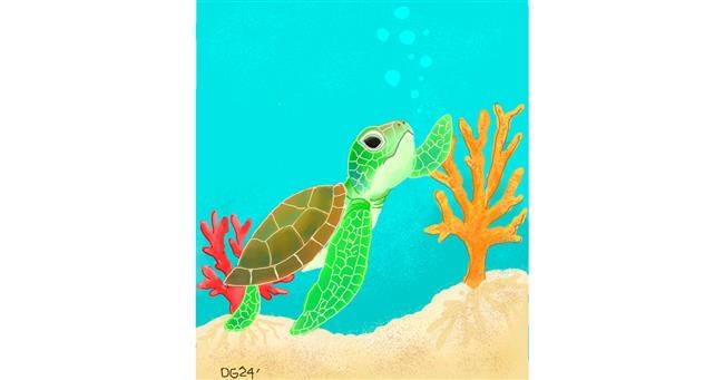 Drawing of Sea turtle by GreyhoundMama