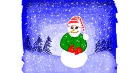 Drawing of Snowman by Cherri