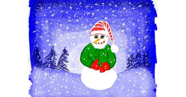 Drawing of Snowman by Cherri