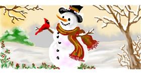 Drawing of Snowman by Debidolittle