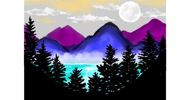 Drawing of Mountain by Debidolittle