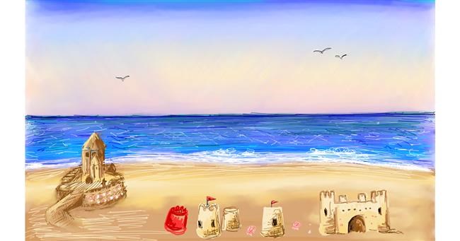 Drawing of Sand castle by Sylv
