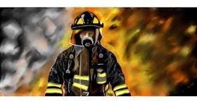 Drawing of Firefighter by Chaching