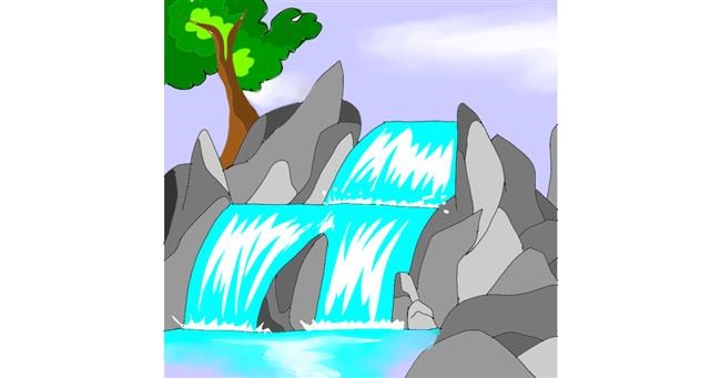 Drawing of Waterfall by Hunter