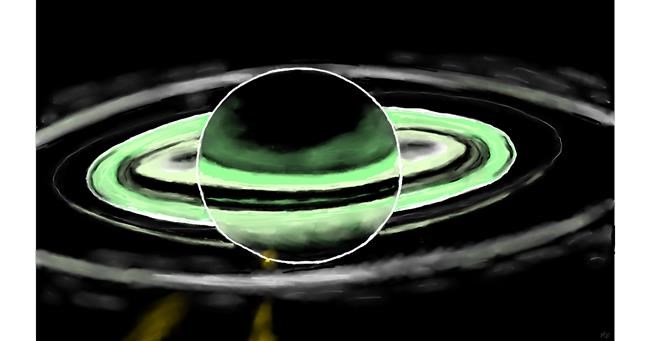 Drawing of Saturn by flowerpot