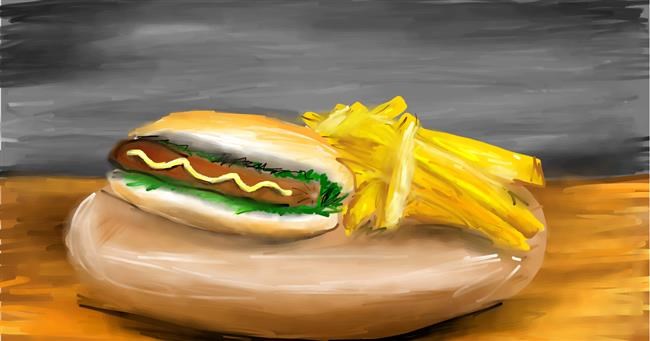 Drawing of Hotdog by Mia