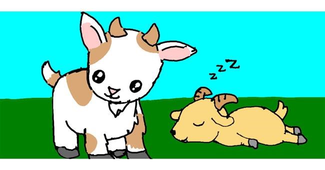 Drawing of Goat by Rainbow