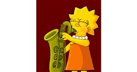 Drawing of Lisa Simpson by GreyhoundMama