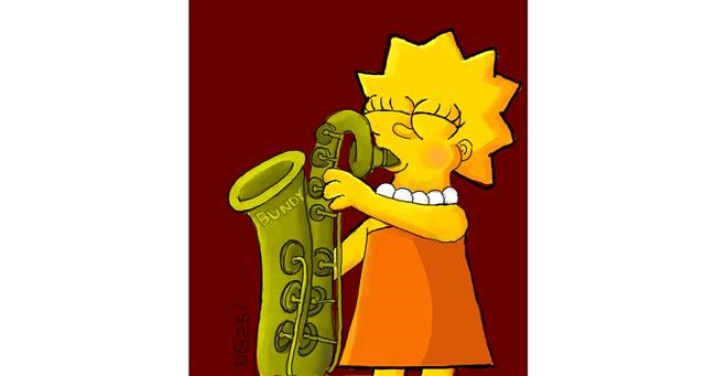 Drawing of Lisa Simpson by GreyhoundMama