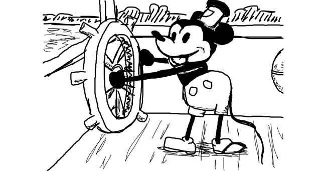 Drawing of Mickey Mouse by green