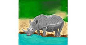 Drawing of Rhino by Coyote