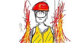 Drawing of Firefighter by Pong