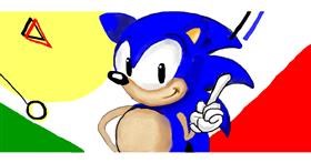 Drawing of Sonic the hedgehog by DebbyLee