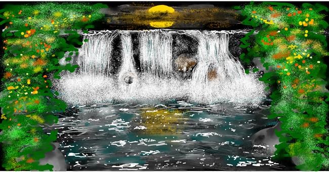 Drawing of Waterfall by Eclat de Lune