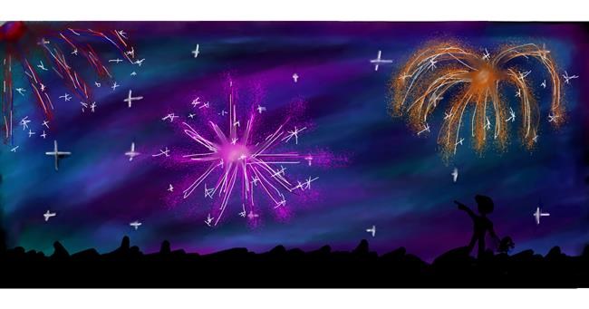 Drawing of Fireworks by Tweety Bird