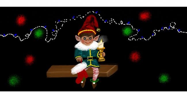 Drawing of Christmas elf by Chaching