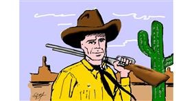 Drawing of Cowboy by Bibattole