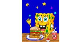 Drawing of Spongebob by GreyhoundMama